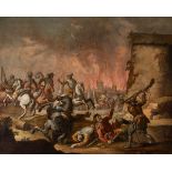 Spanish school; second half of the 18th century. "Siege". Oil on canvas. Relined. Presents twentieth