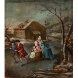Spanish school, following French models; mid XVIII century. "Winter". Oil on canvas. Presents