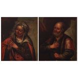 Granada School of the first third of the eighteenth century. "St. Joachim and St. Anne". Oil on