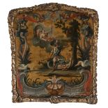 French or Spanish work; circa 1760. "Mythological Scene." Oil on wood panel. Preserves original