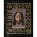 Spanish school of the XVII century. "The Holy Face". Oil on copper. Andalusian gilt frame. Support