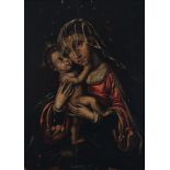 Hispano-Flemish school; XVI century. "Virgin and Child". Oil on panel. Presents breakage on the