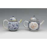 Two teapots. China, s.XIX. Enameled porcelain. Two Chinese teapots globular bodies and wide