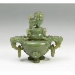 Tibor. China, 20th century. Jadeite. Measurements: 20 x 20 x 12 cm. Chinese Tibor raised on legs