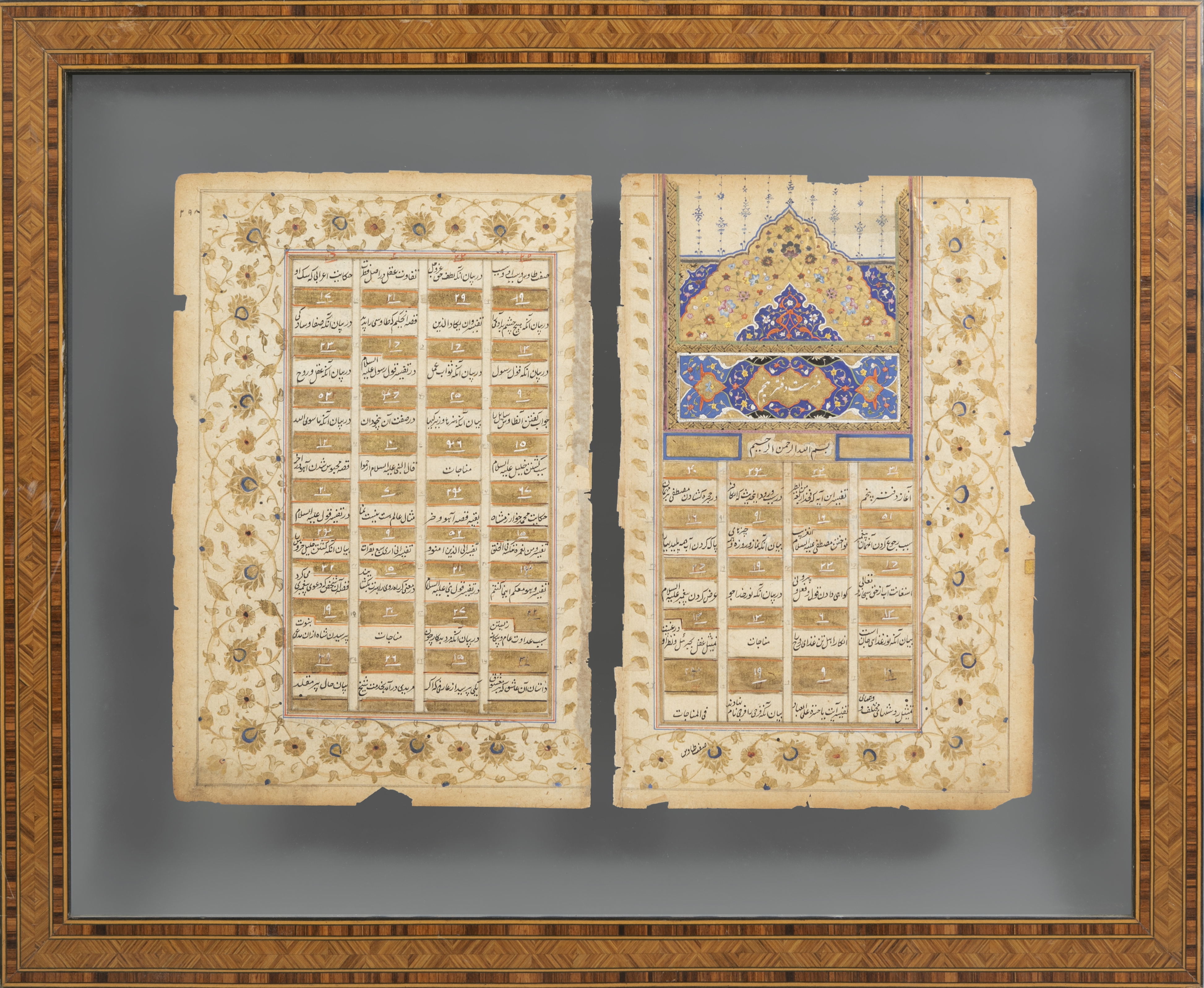 Pair of Mughal style Quran pages. India, 18th-19th century. Ink and gold on paper. Measurements: - Image 2 of 5