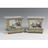 Pair of flower pots. China, Republican Period, first half of the twentieth century. Enameled