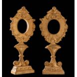Pair of reliquaries, custodians; Italy, second half of the eighteenth century. Carved and gilded