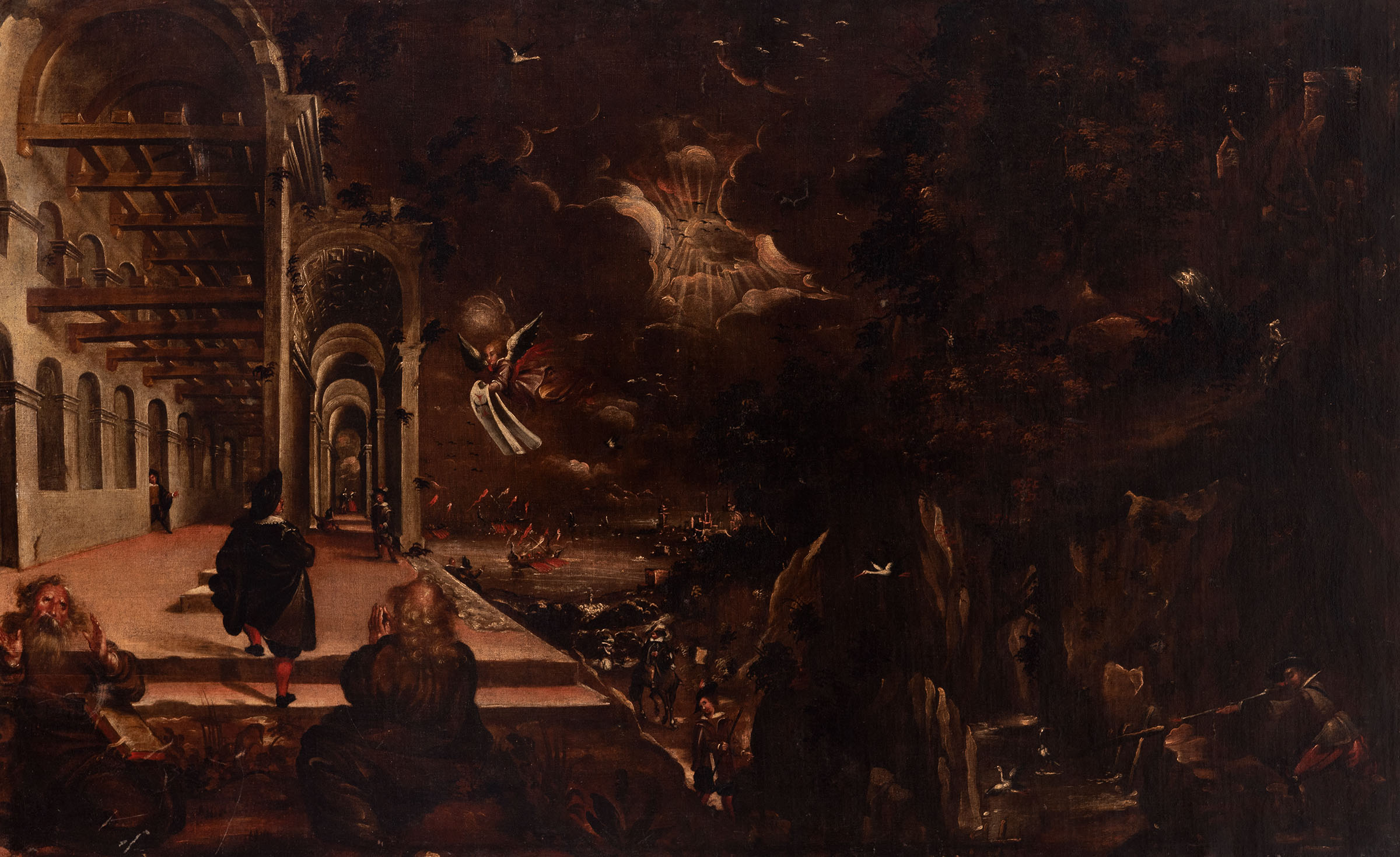 Dutch school; 17th century. "Apocalypse." Oil on canvas. Relined. It has slight repainting and has