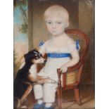 WALTER STEPHENS LETHBRIDGE, (United Kingdom, 1771-1831). "Portrait of a boy with a dog", ca. 1800.