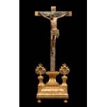 Spanish school of the XVI century. "Crucified Christ". Carved, polychrome and gilded wood.