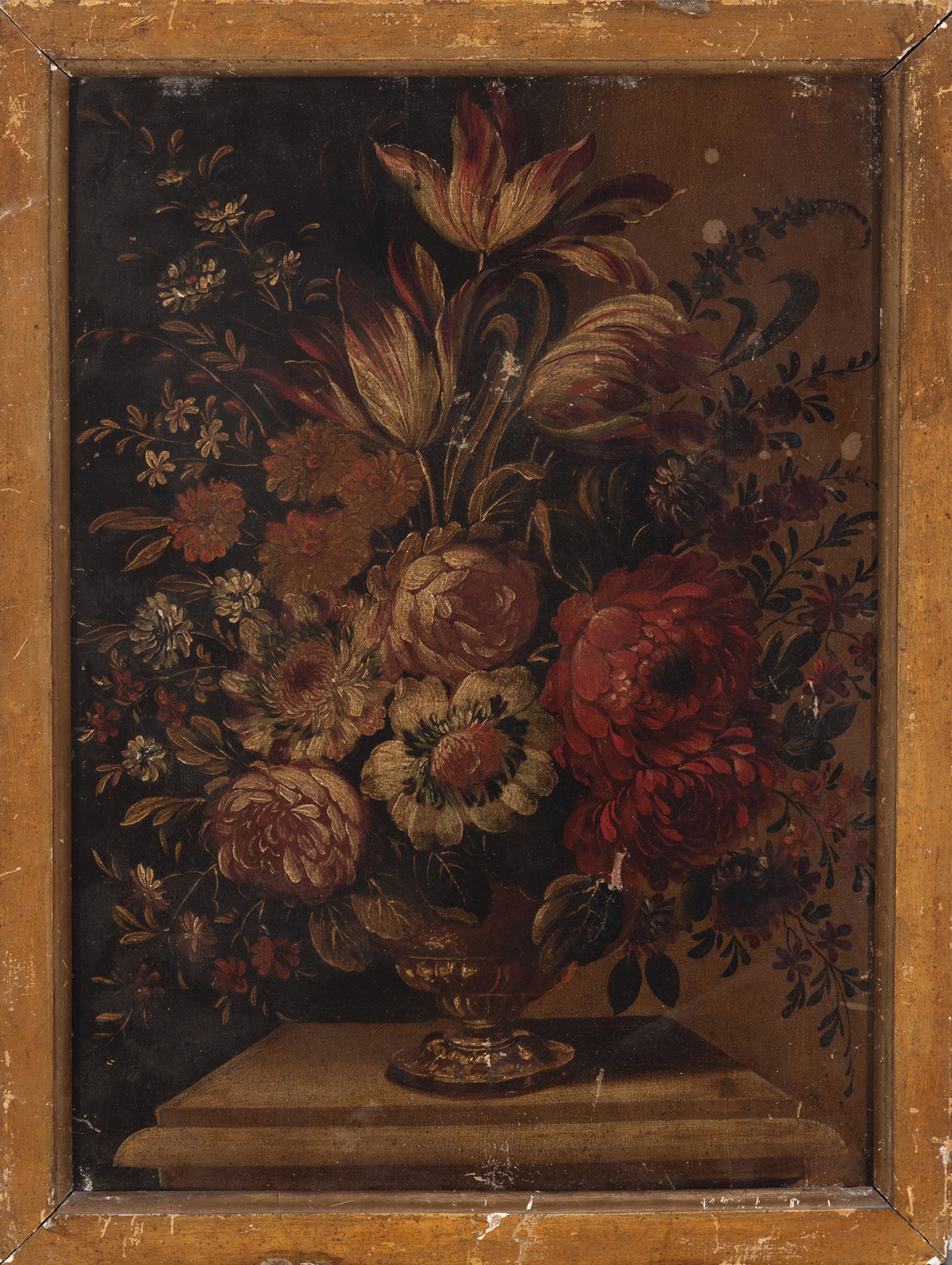 Spanish School, Followed by BARTOLOMÉ PÉREZ; XVII century. "Still life with flowers". Oil on - Image 2 of 5