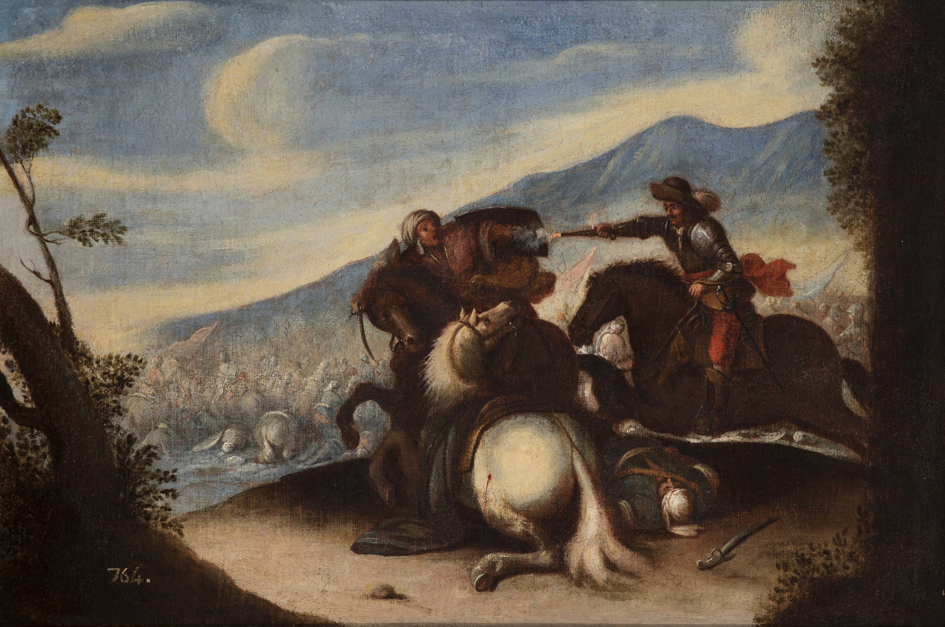 Circle of JUAN BAUTISTA DE TOLEDO (Lorca?, 1618-Madrid, 1665). "Battle scene". Oil on canvas.