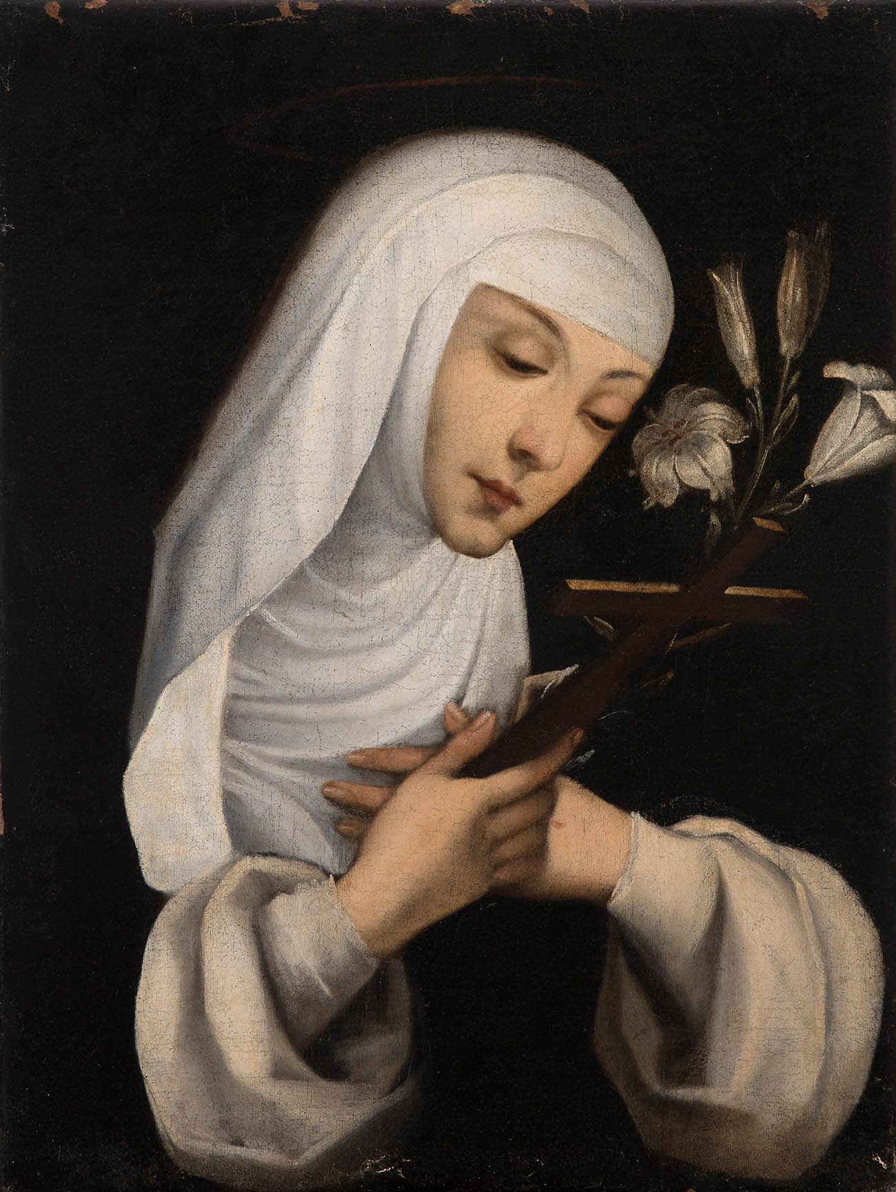 Italian school, XVII century. "Saint Catherine of Siena". Oil on canvas. Relined. Measurements: 63 x