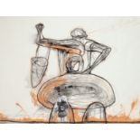 JOSE BRAULIO BEDIA VALDES (Havana, Cuba, 1959). "Boy with a bucket", 2007. Mixed media on paper.