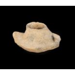 Archaic lamp; Hispano-Muslim art, Waliato period, 8th century AD. Ceramic. It presents damages