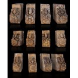 Set of twelve corbels; Andalusia, XVII century. Carved stone. Provenance: Private collection of