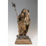 Andalusian school of the XVIII century. "St. John with Child". Carved and polychrome wood. With