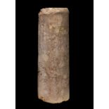 Fragment of column shaft; Cordoba, Roman period. Pink marble. Measurements: 70 x 28 cm.