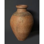Almohad style jar, XIX century. Terracotta. Measurements: 87 x 58 cm. Globular body jar with flat