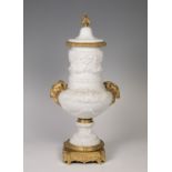 Vase; France, Napoleon III period, nineteenth century. Biscuit and gilt bronze. Mark on base in