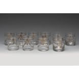 Set of ten glasses of the Real Fábrica de la Granja, XVIII-XIX centuries. Hand blown glass and