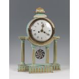 Louis XVI clock; France, late eighteenth century. Polychrome and gilded wood. Measures: 48 x 32 x 14