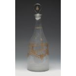 Bottle of the Real Fábrica de la Granja, 18th century. Blown glass and decorated by hand in fine