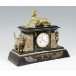 Desk clock "Return a Egipte"; France, 1870-1900. Black marble, onyx and bronze. Measures: 41 x 50