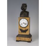 Clock; Restoration period, XIX century. Siena marble and bronze. Presents machinery in original