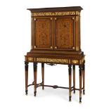 Important cabinet Napoleon III. France, late 19th century. Satinwood. With marquetry of fruit wood