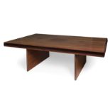 DYRLUND conference table. Denmark, mid-20th century. Rosewood. Measurements: 73 x 250 x 125 cm.