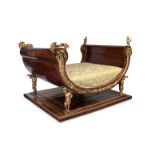 Empire style bed. Fernandina period, Spain, ca.1820. Mahogany, palm and lemongrass. Ornaments in