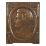 Mozart Reliefplatte 20. Jh., Bronze,