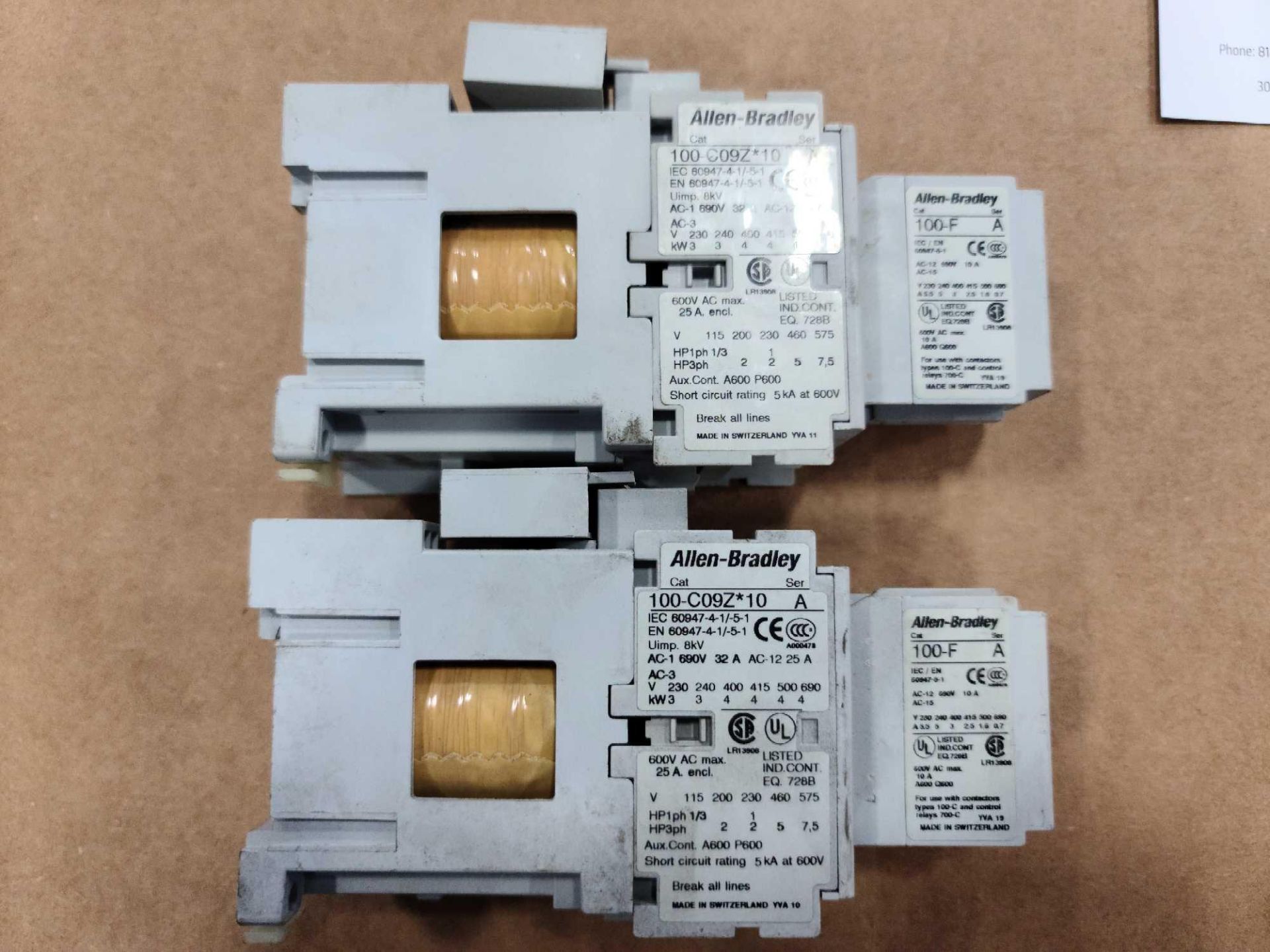 (2) Allen-Bradley 100-C09Z*10 Series A Contactors - Image 3 of 3