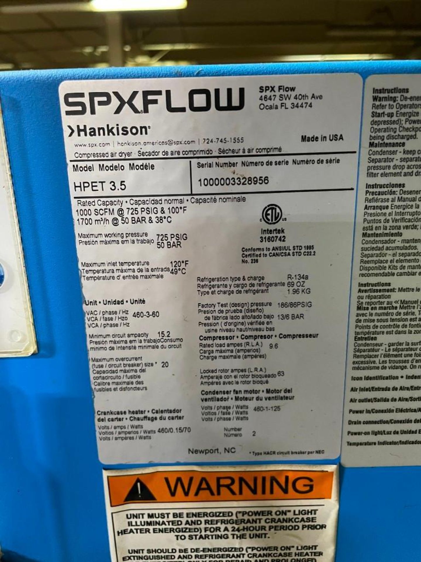 SPX Flow HPET-3.5 Compressed Air Dryer - Image 8 of 8