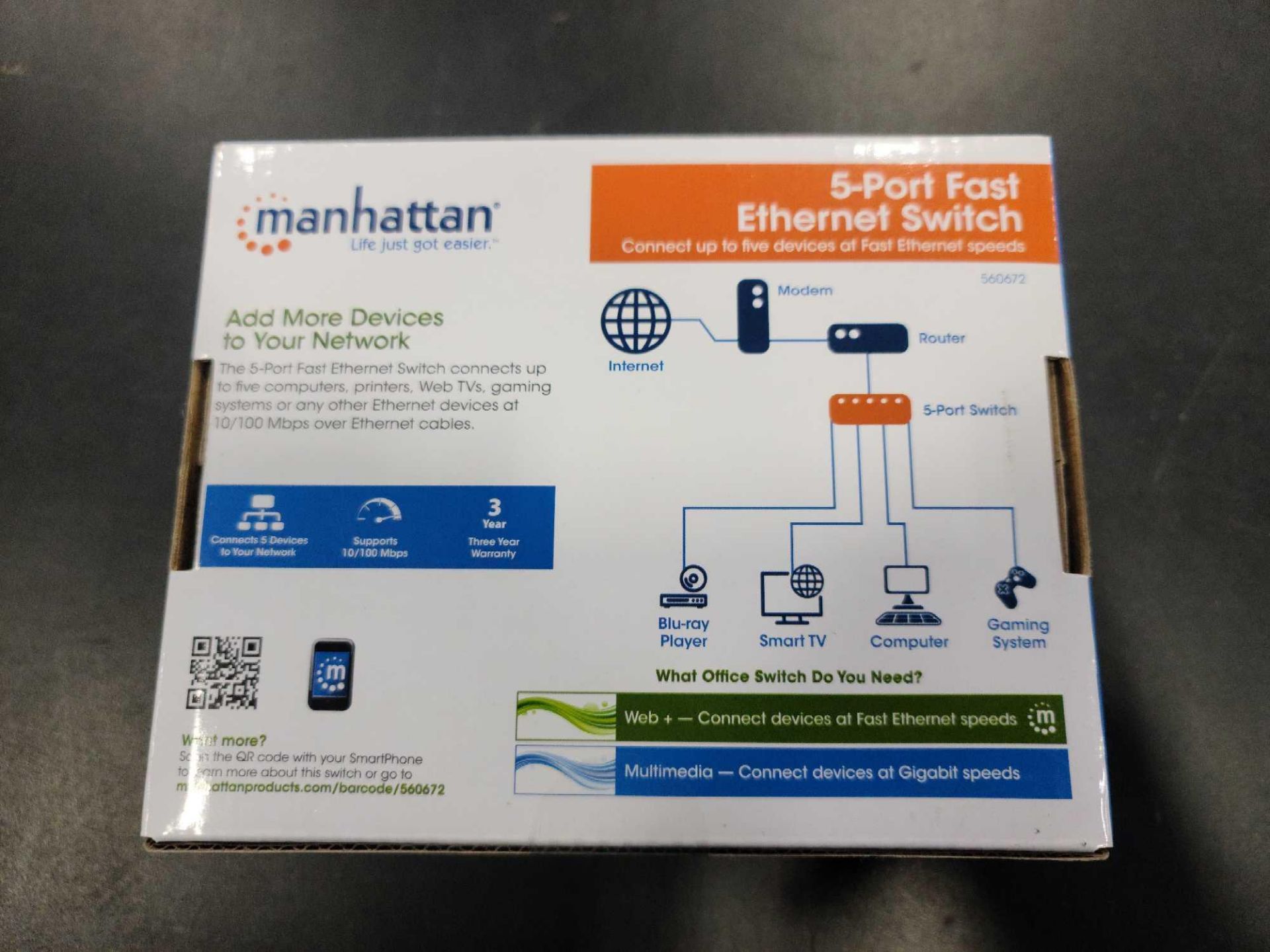 (16) NEW IN BOX manhattan 5-Port Fast Ethernet Switch - Image 3 of 3