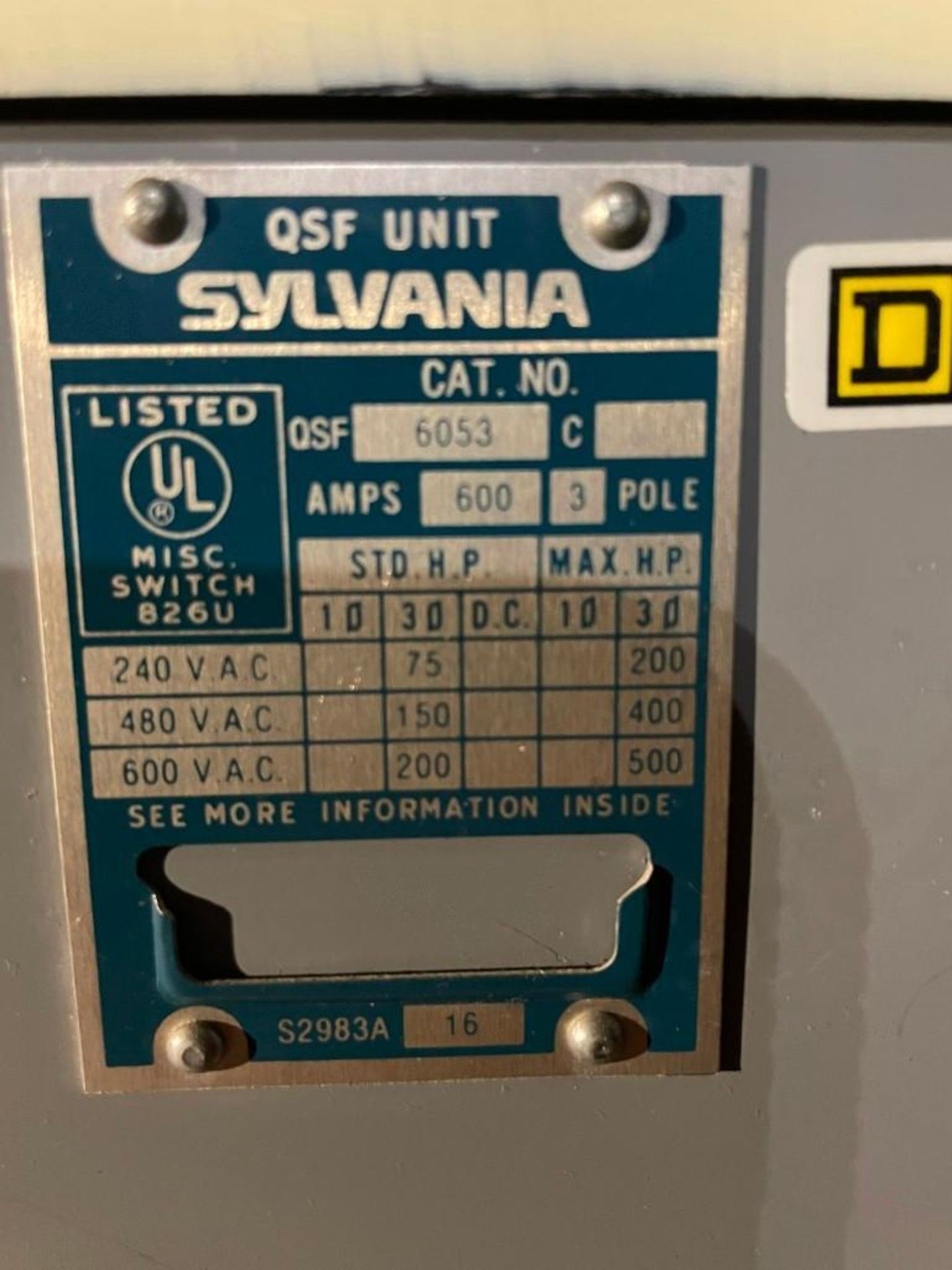 Sylvania Indoor Unit Substation w 4 QSF Buckets - Image 4 of 5