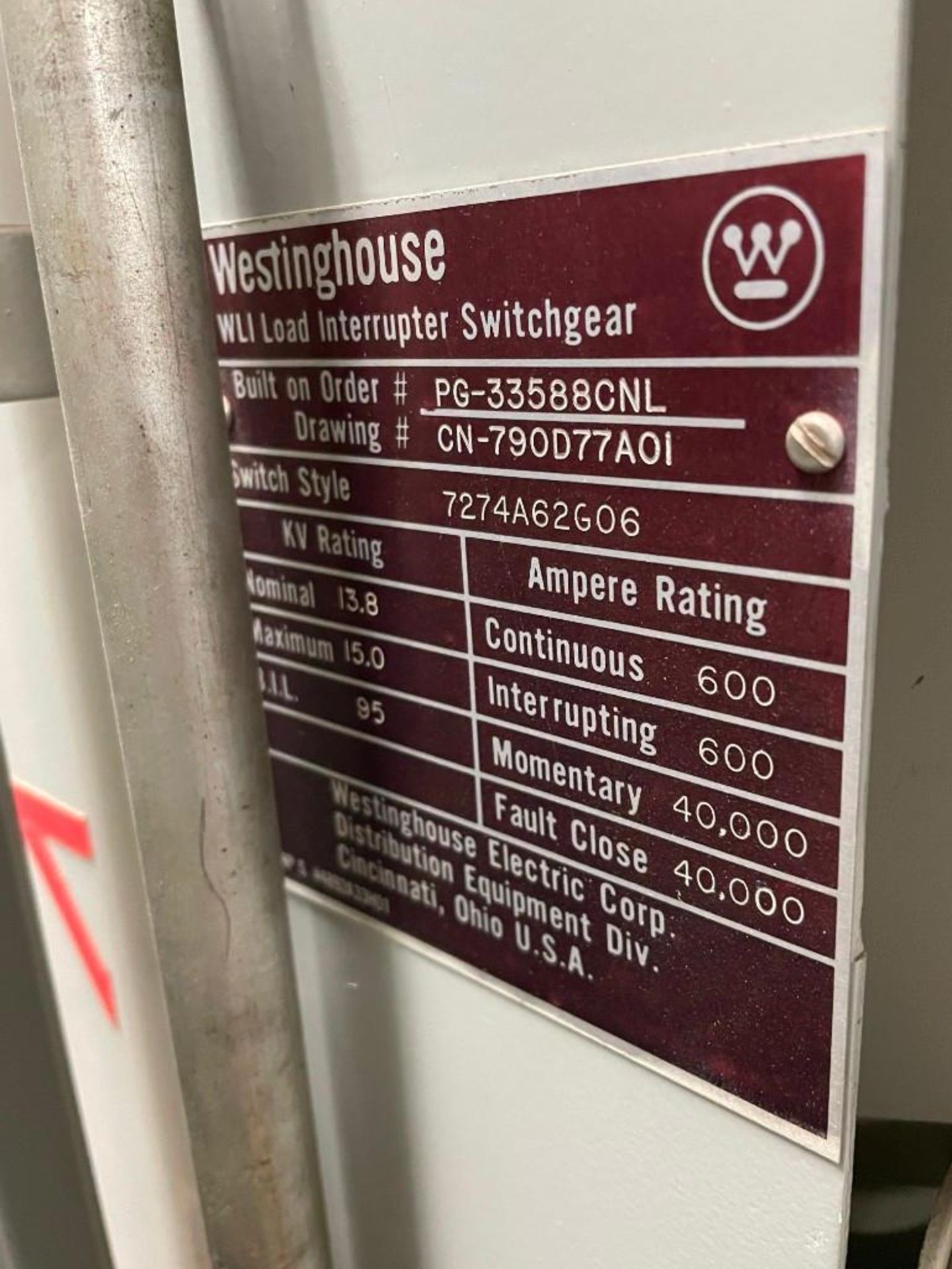 Westinghouse Load Interrupter Switchgear 13.8KV - Image 6 of 6
