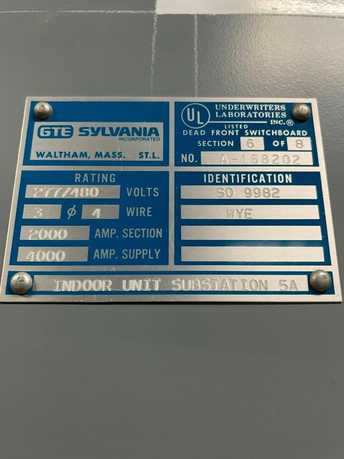 Sylvania Model SO9982 Indoor Unit Substation 13.8KV - Image 5 of 5