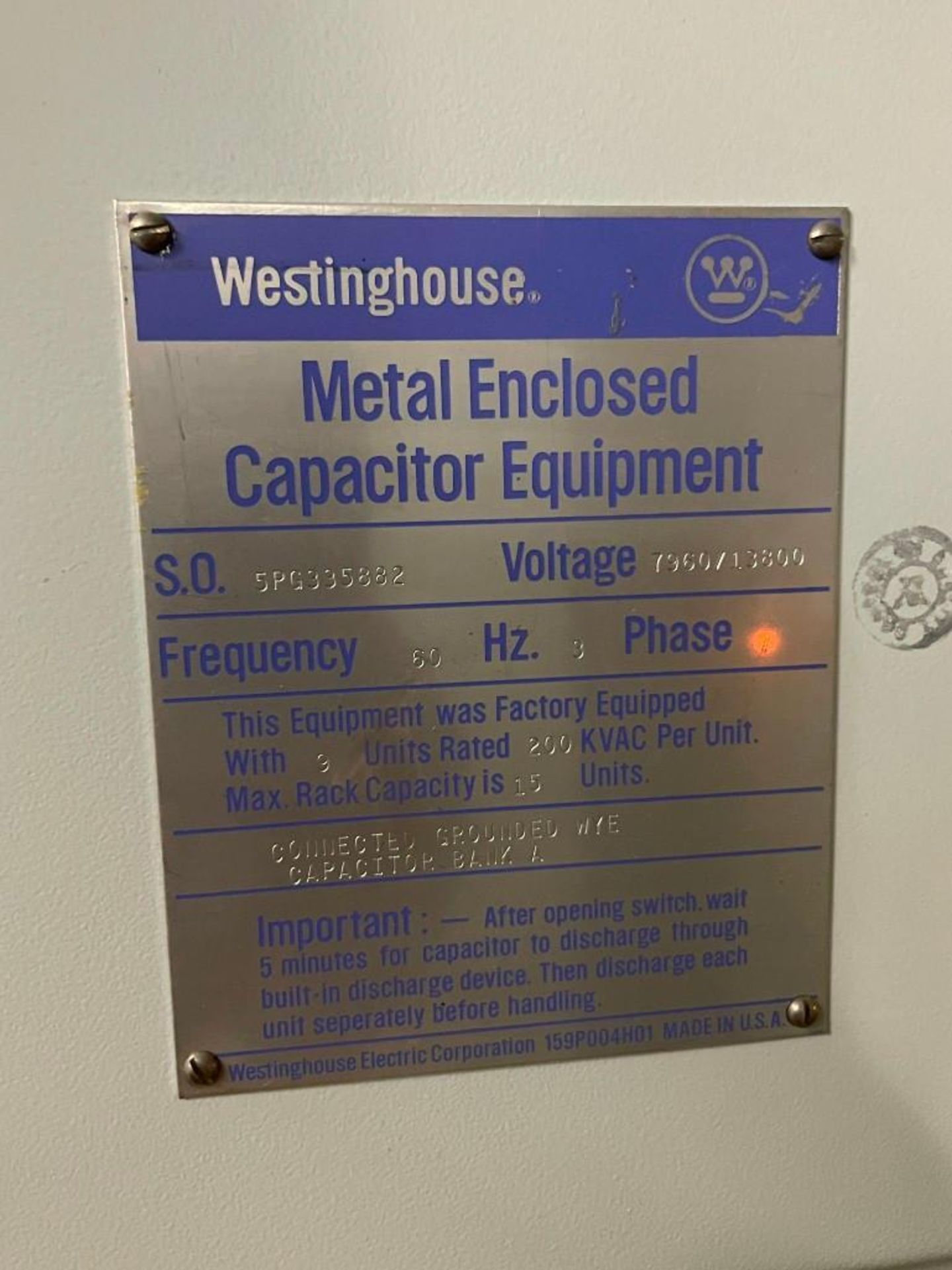 Westinghouse Metal Enclosed Capacitor Equipment - Image 9 of 9