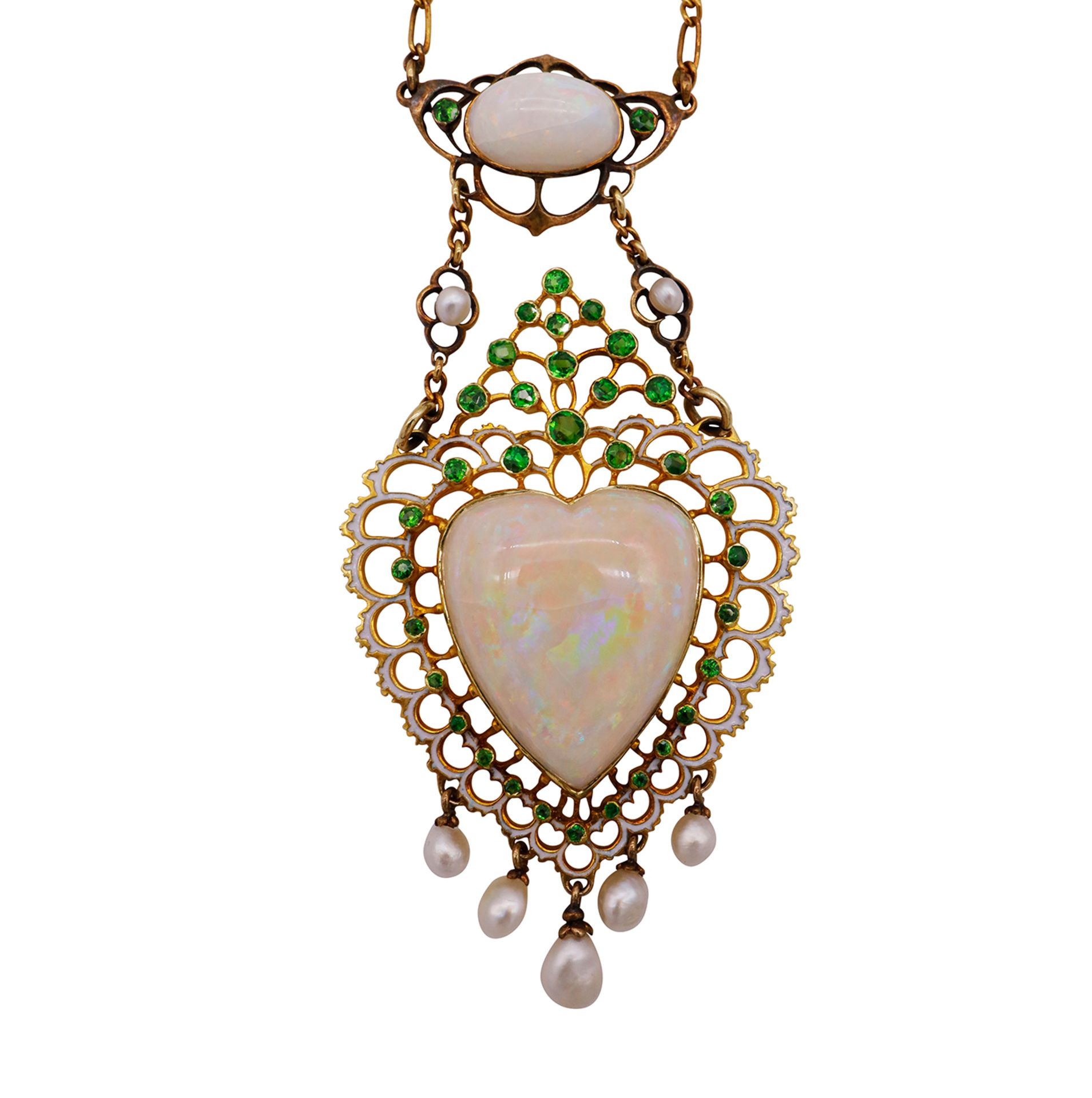 Collier Art Deco mit Opal-Anhänger