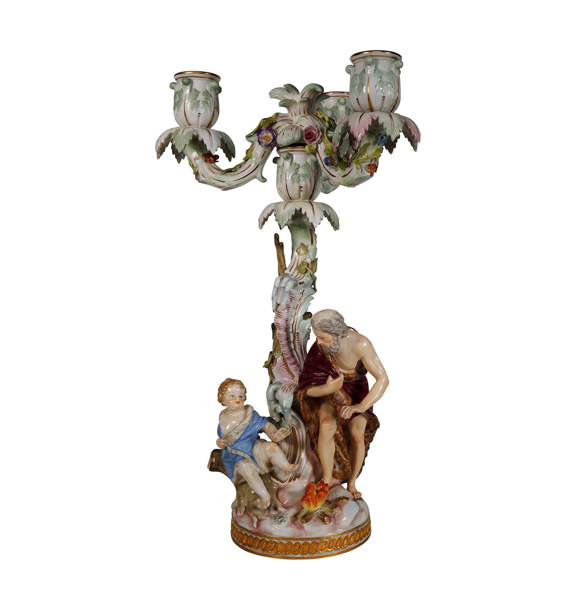 MEISSEN Figur 2547 3 flammiger Kerzenhalter