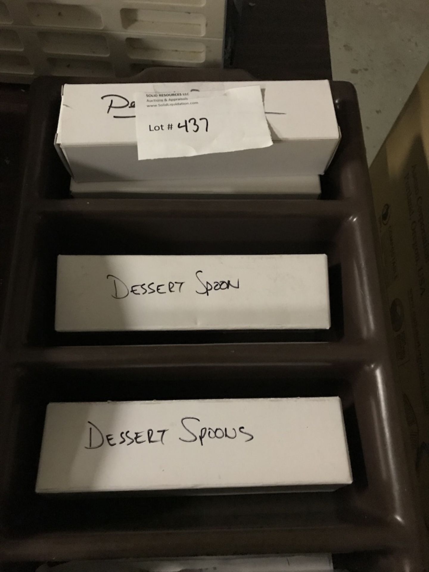 LOT OF: (4)SMALL BOXES OF DESSERT SPOONS AND (3) SMALL BOXES OF DESSERT FORKS - Image 4 of 5