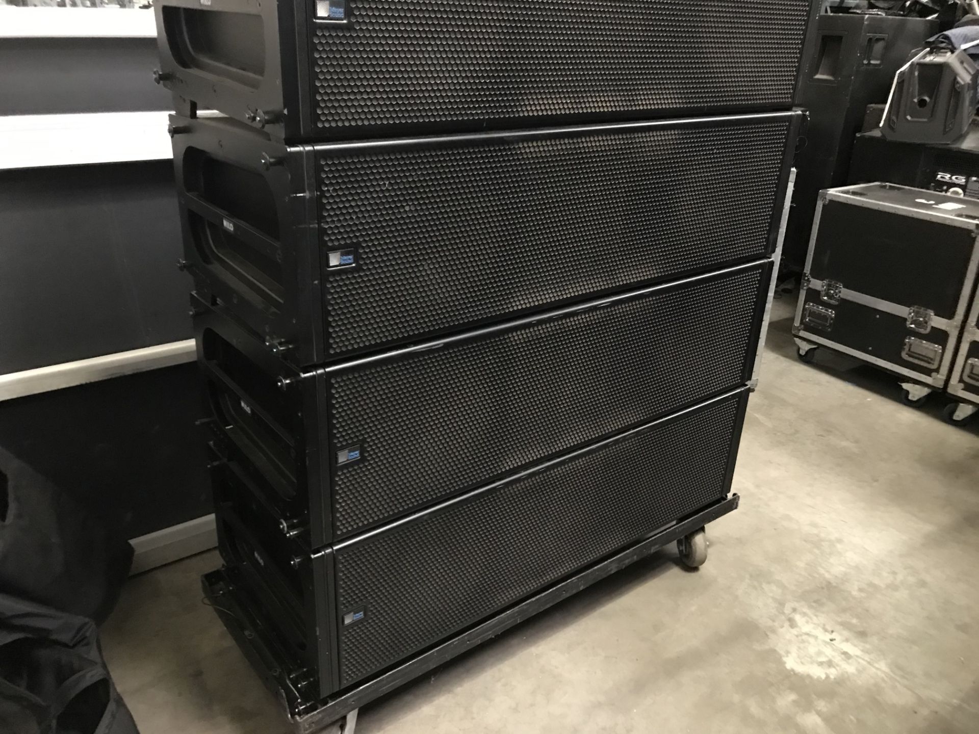 LOT OF: (4) MEYER SOUND, MILO HP MONITORS W/ ROLLING CART AND (1) 43" X 54" STEEL FRAME GROUNDSTACK - Image 5 of 12