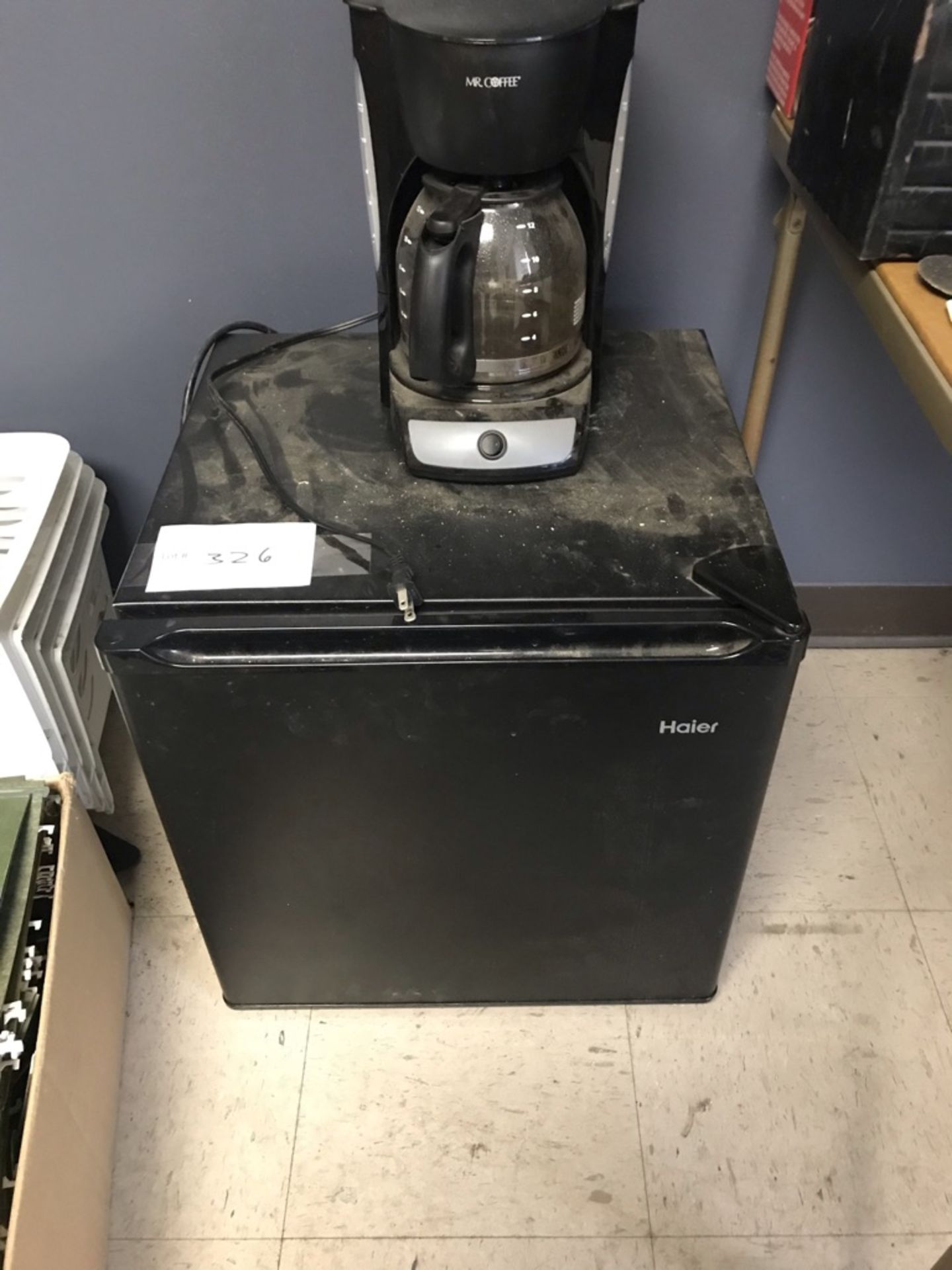 LOT OF: (1) HAIER MINI FRIDGE AND (1) 12 CUP MR. COFFEE