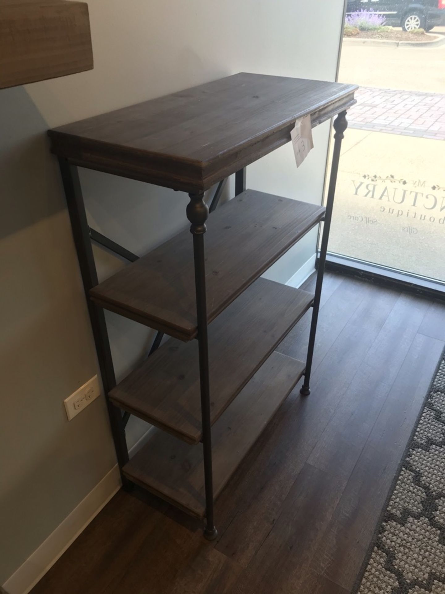 4-TIER WOOD AND METAL CONTRUCTED BOOK SHELF, APPROX 29X44X14