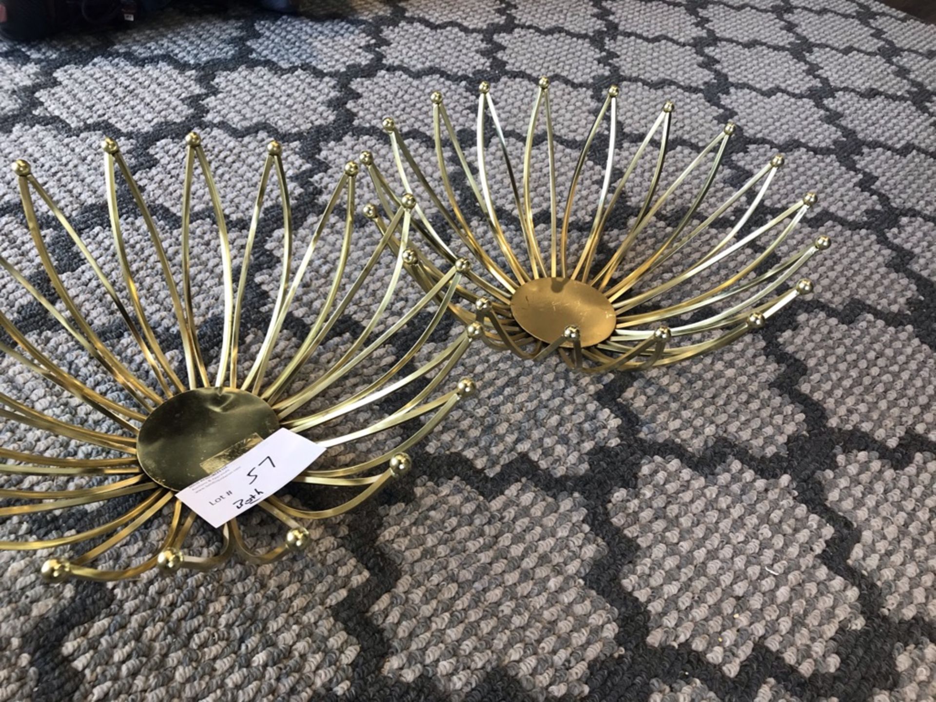 LOT OF: (2) GOLD COLORED, METAL FRUIT BOWLS