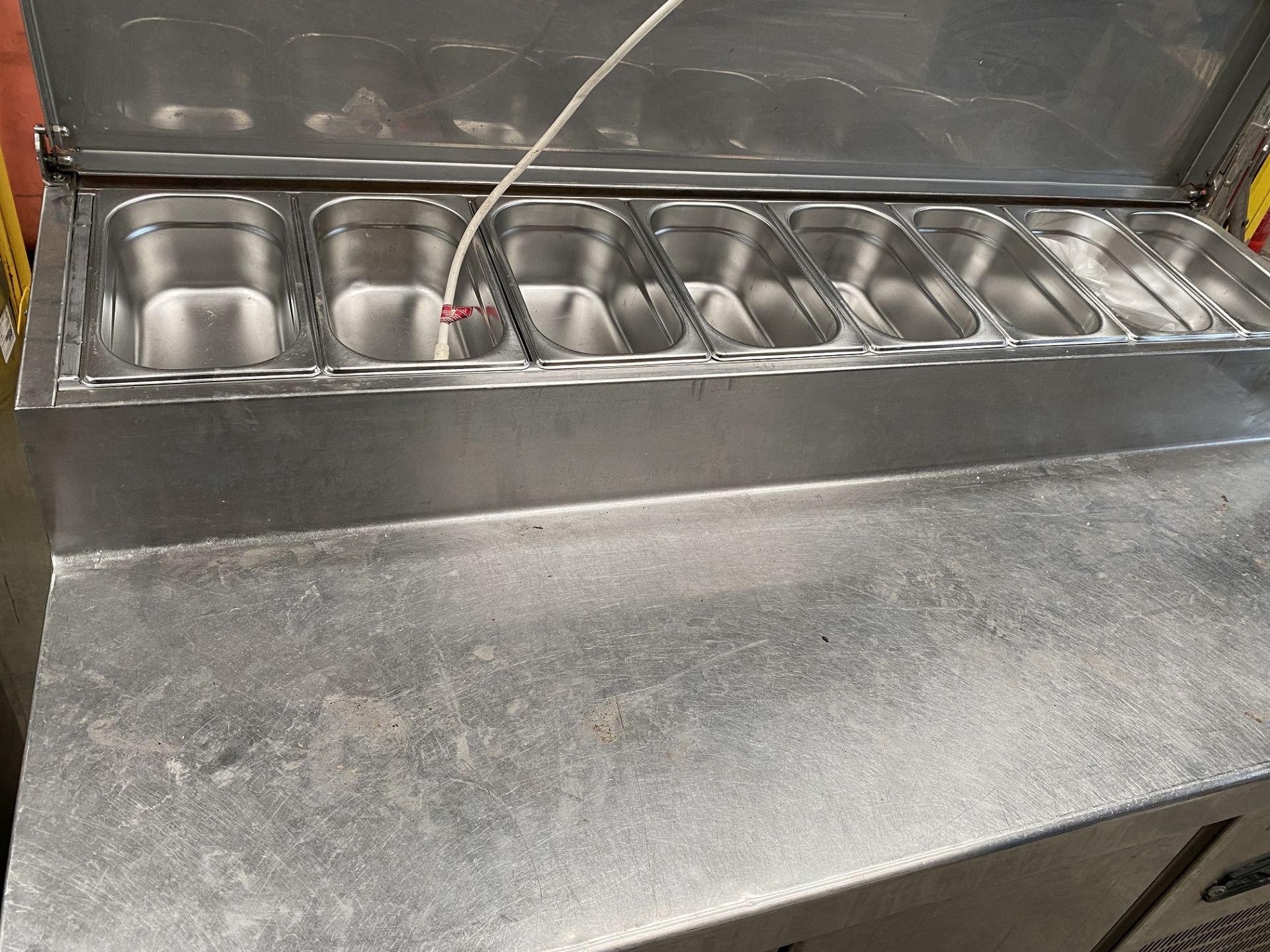 2 Door Pizza Prep Fridge with Collar and Pots - Image 4 of 4