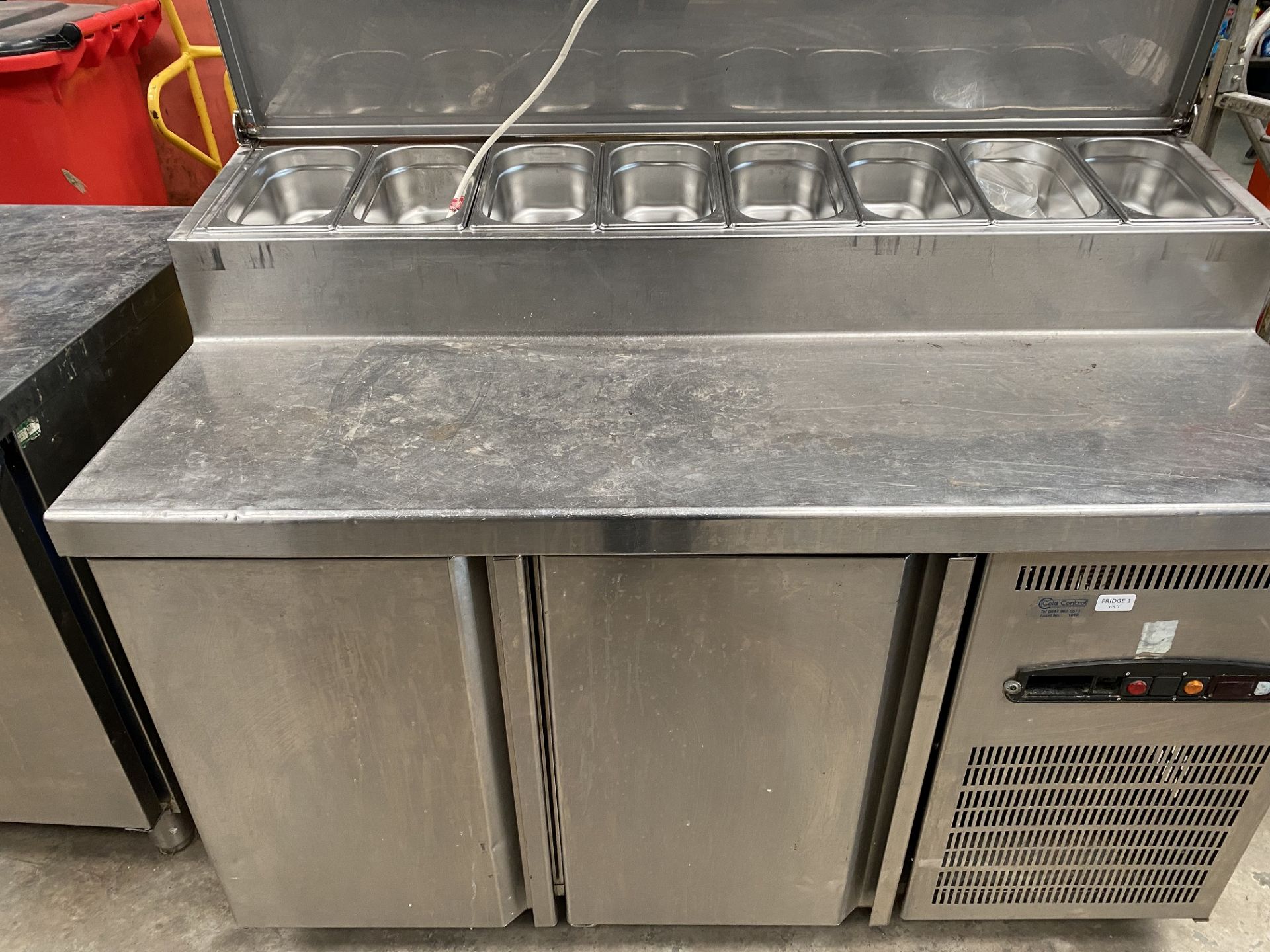 2 Door Pizza Prep Fridge with Collar and Pots