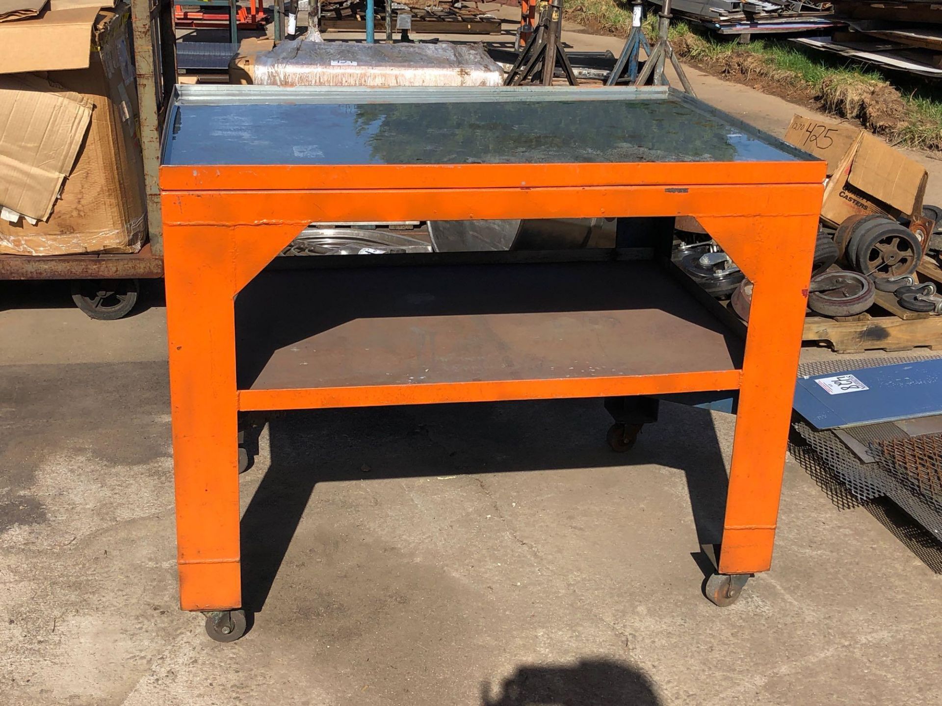 Rolling Orange Table - Image 2 of 3